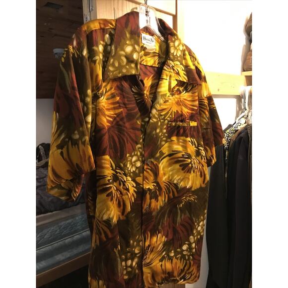 Hawaii Nei Honolulu Vintage Men’s XL Orange Floral Shirt Sleeve Button Shirt - Picture 5 of 12